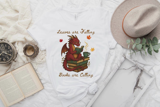 Leaves Are Falling Books Are Calling Book Dragon Short-Sleeve Unisex T-Shirt
