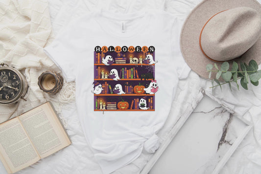 Ghost Halloween Bookcase classic tee