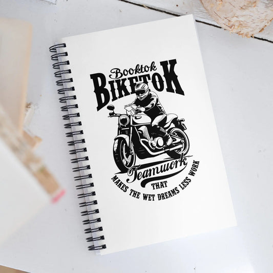 "Booktok Biketok Teamwork" Spiral notebook bookish merch - TBRaring