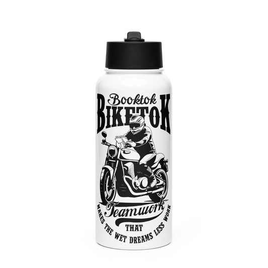 "Booktok Biketok Teamwork" Stainless steel water bottle from our bookish shop - TBRaring