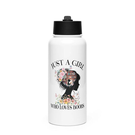Bookish Shop "Just a Girl Who Loves Books" Stainless steel water bottle with a straw lid - TBRaring