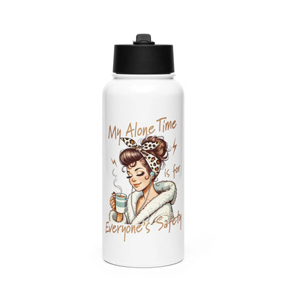 Bookish Shop "My Alone Time is for Everyones Safety" Stainless steel water bottle with a straw lid - TBRaring