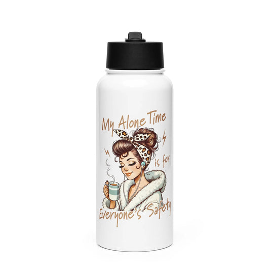 Bookish Shop "My Alone Time is for Everyones Safety" Stainless steel water bottle with a straw lid - TBRaring