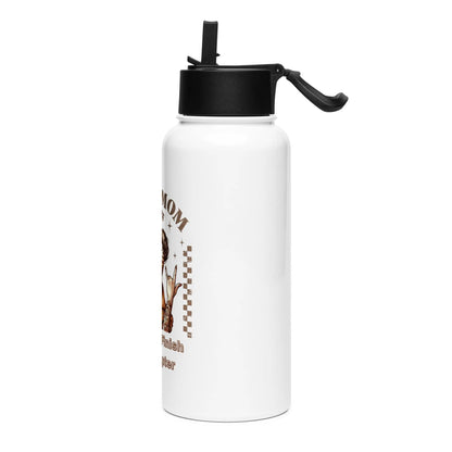"Just a Mom Out Here Trying to Finish Her Chapter" Stainless steel Bookishly water bottle with a straw lid - TBRaring