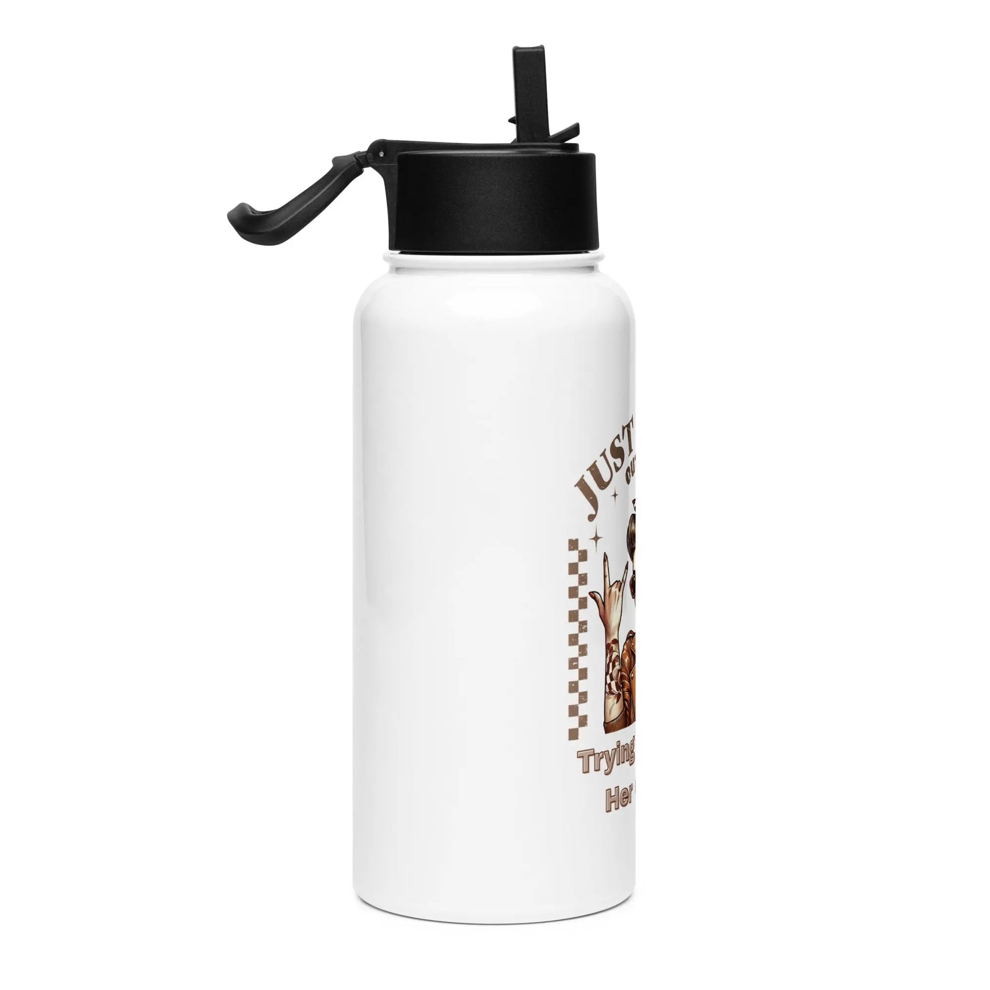 "Just a Mom Out Here Trying to Finish Her Chapter" Stainless steel Bookishly water bottle with a straw lid - TBRaring