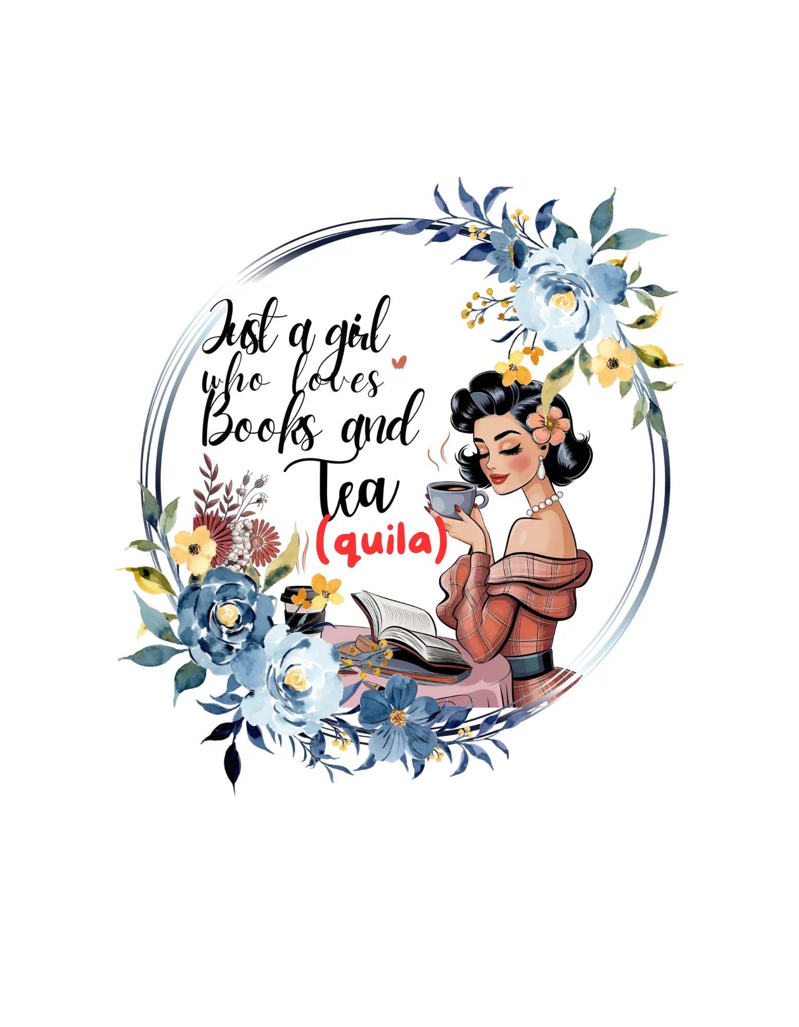 Just a Girl Who Loves Books and Tea (quila) Tumbler with a handle - TBRaring