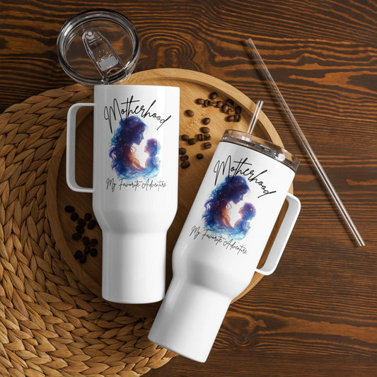 Motherhood My Favorite Adventure Tumbler with a handle - TBRaring
