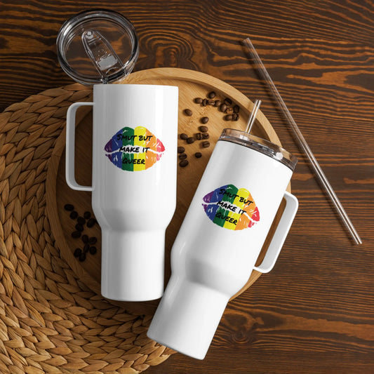 Smut But Make it Queer Travel mug with a handle - TBRaring