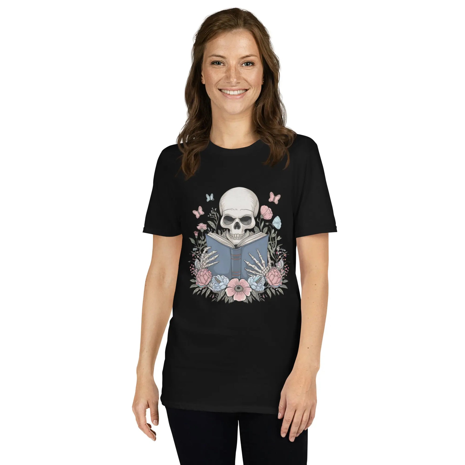 Bookish Shop Skeleton Reading Short - Sleeve Unisex T-Shirt - TBRaring