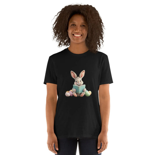 "Bunny Reading A Book" Short - Sleeve Unisex T-Shirt bookish merch - TBRaring