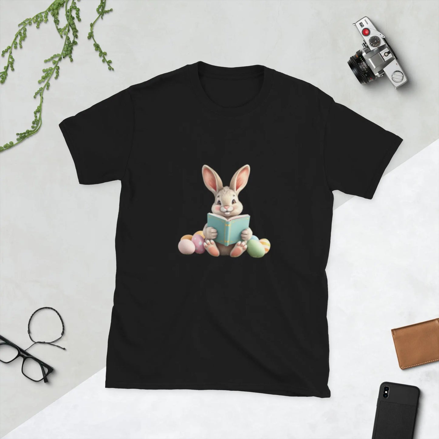 "Bunny Reading A Book" Short - Sleeve Unisex T-Shirt bookish merch - TBRaring