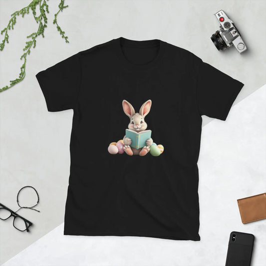 "Bunny Reading A Book" Short - Sleeve Unisex T-Shirt bookish merch - TBRaring