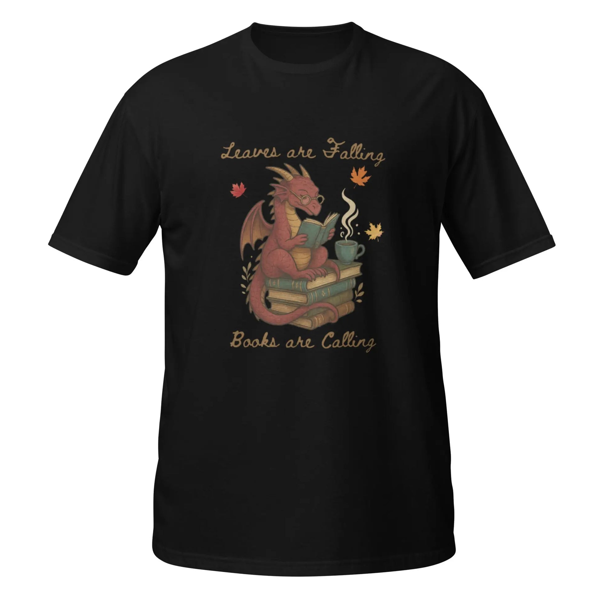 Leaves Are Falling Books Are Calling Book Dragon Short - Sleeve Unisex T-Shirt - TBRaring