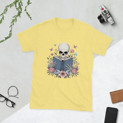 Bookish Shop Skeleton Reading Short - Sleeve Unisex T-Shirt - TBRaring