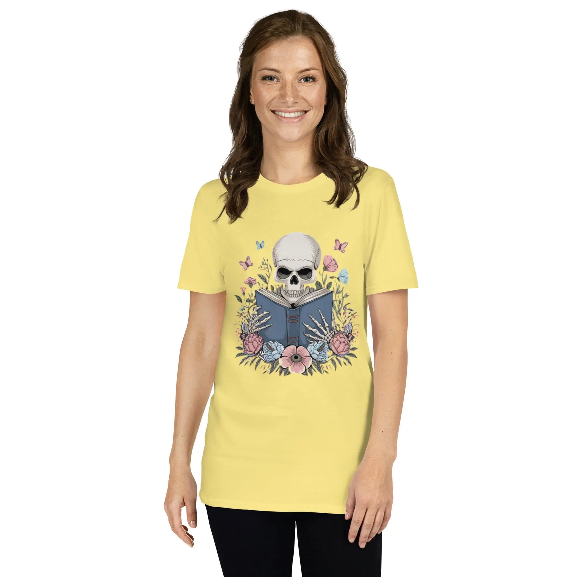 Bookish Shop Skeleton Reading Short - Sleeve Unisex T-Shirt - TBRaring
