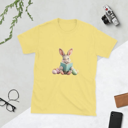 "Bunny Reading A Book" Short - Sleeve Unisex T-Shirt bookish merch - TBRaring