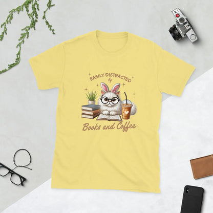 Bookish Shop "Easily Distracted by Books and Coffee" Short - Sleeve Unisex T-Shirt - TBRaring