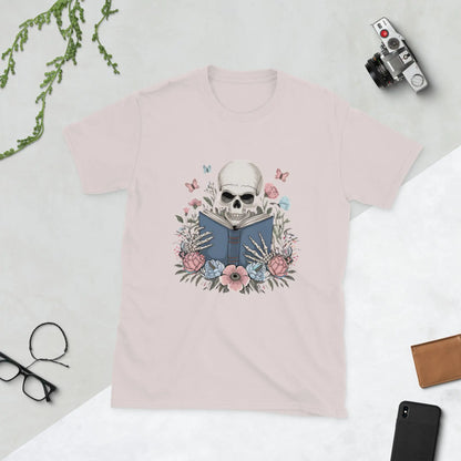 Bookish Shop Skeleton Reading Short - Sleeve Unisex T-Shirt - TBRaring