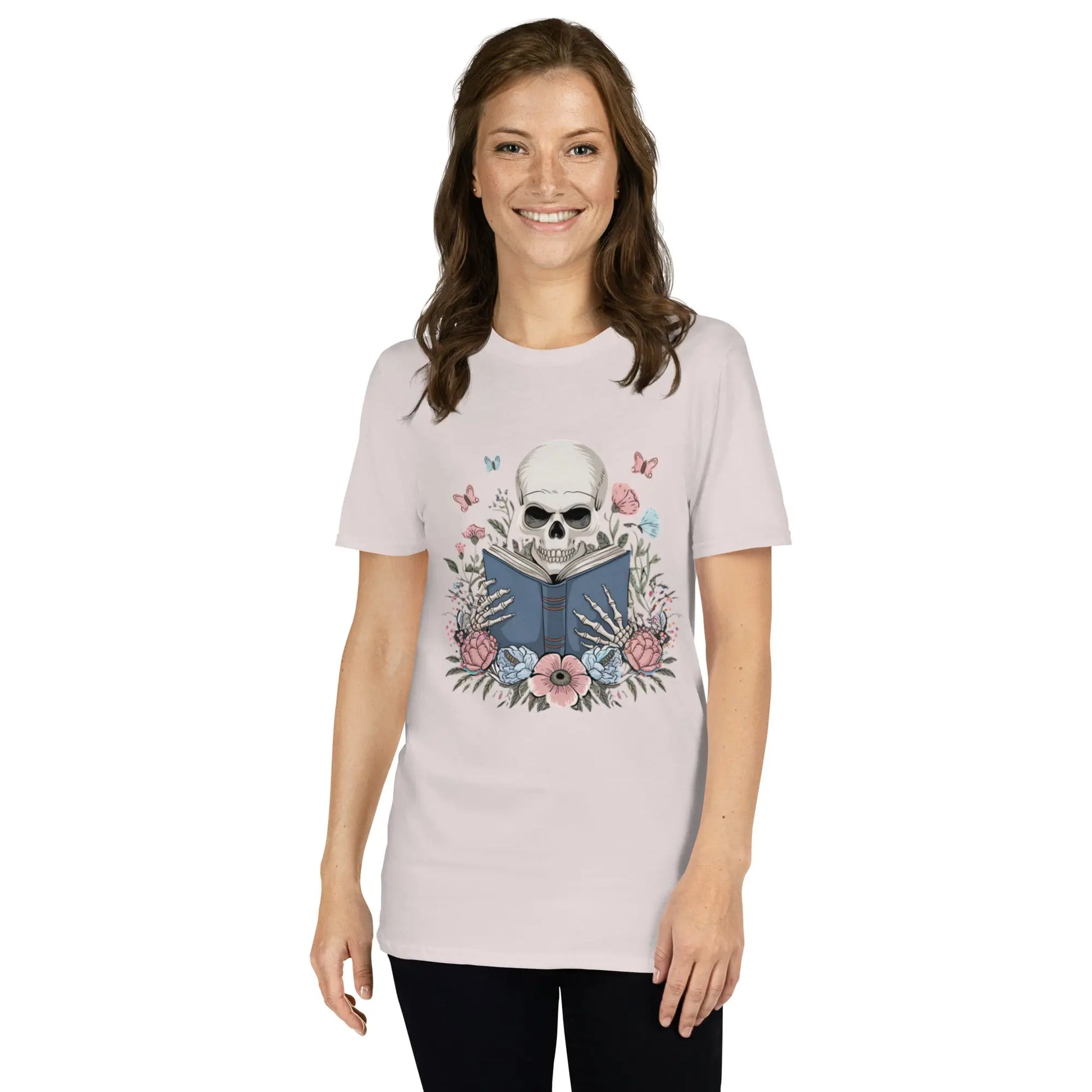 Bookish Shop Skeleton Reading Short - Sleeve Unisex T-Shirt - TBRaring