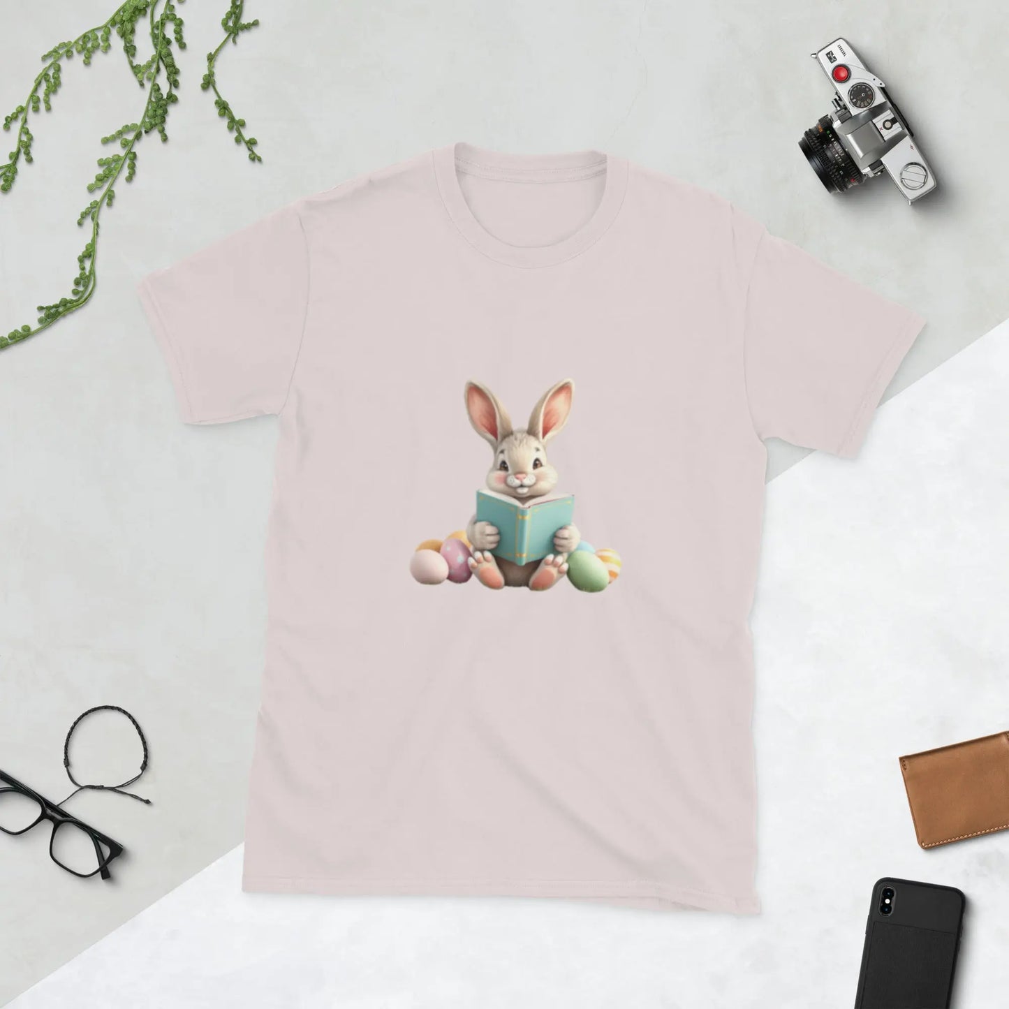 "Bunny Reading A Book" Short - Sleeve Unisex T-Shirt bookish merch - TBRaring
