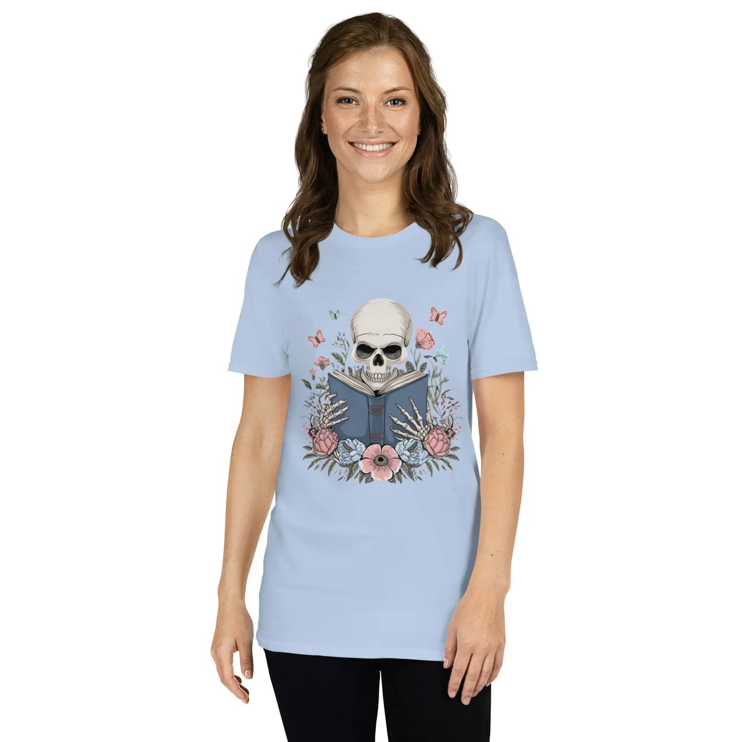 Bookish Shop Skeleton Reading Short - Sleeve Unisex T-Shirt - TBRaring