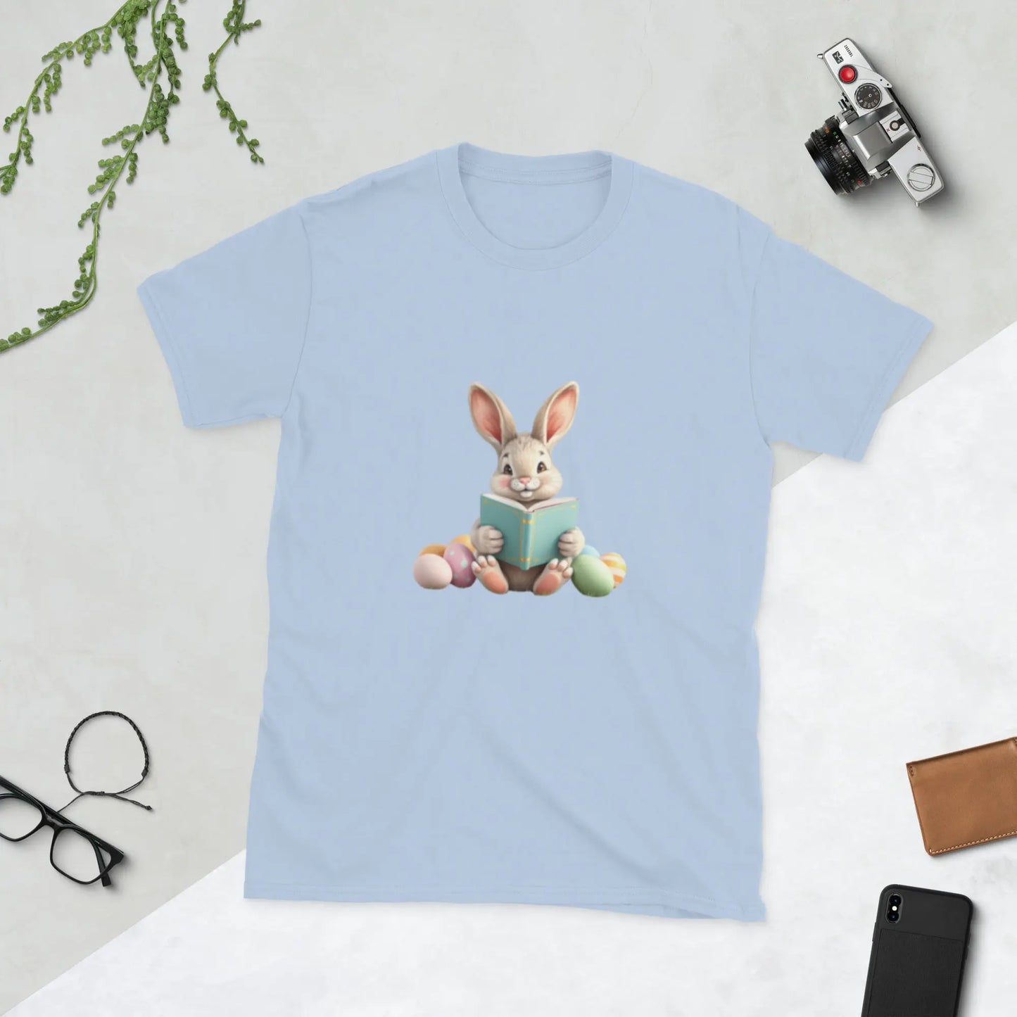 "Bunny Reading A Book" Short - Sleeve Unisex T-Shirt bookish merch - TBRaring