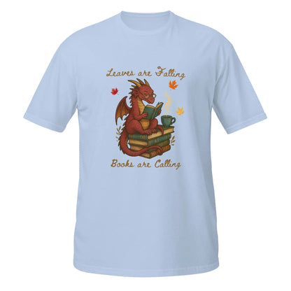 Leaves Are Falling Books Are Calling Book Dragon Short - Sleeve Unisex T-Shirt - TBRaring