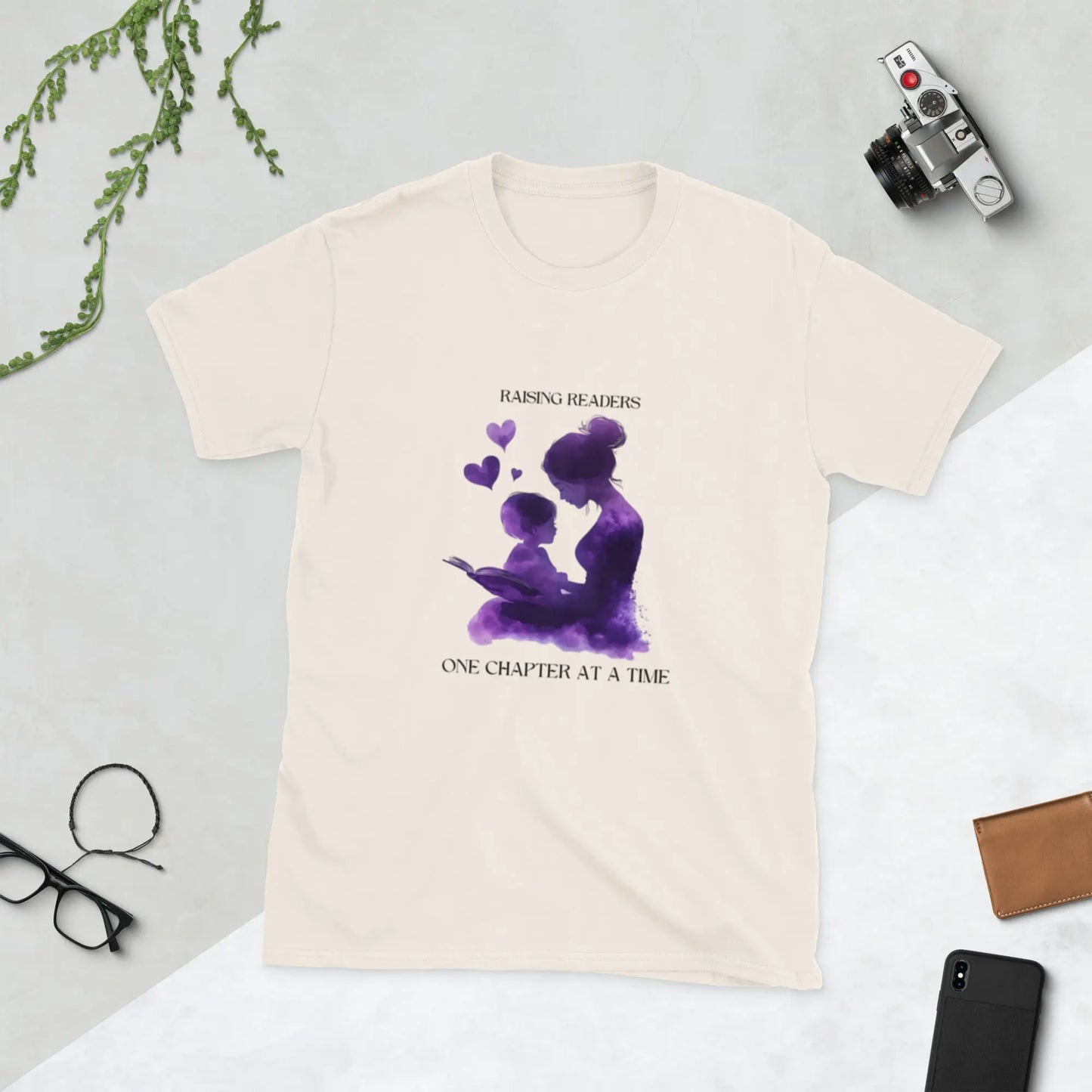 "Raising Readers One Chapter at a Time" Short - Sleeve Unisex Bookishly T-Shirt - TBRaring