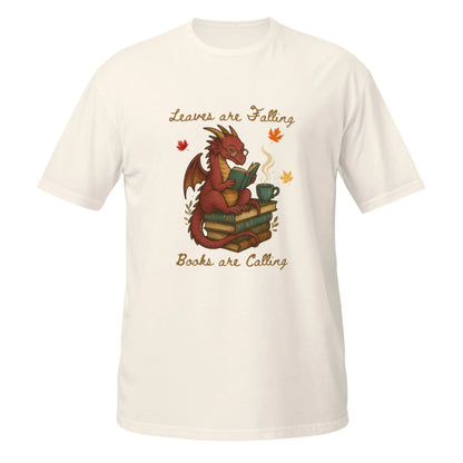 Leaves Are Falling Books Are Calling Book Dragon Short - Sleeve Unisex T-Shirt - TBRaring