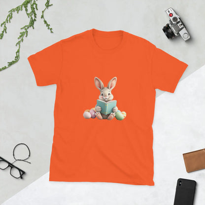 "Bunny Reading A Book" Short - Sleeve Unisex T-Shirt bookish merch - TBRaring