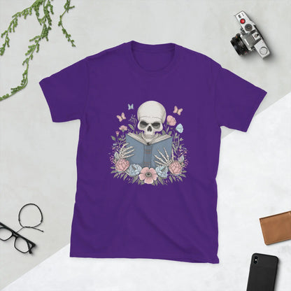 Bookish Shop Skeleton Reading Short - Sleeve Unisex T-Shirt - TBRaring