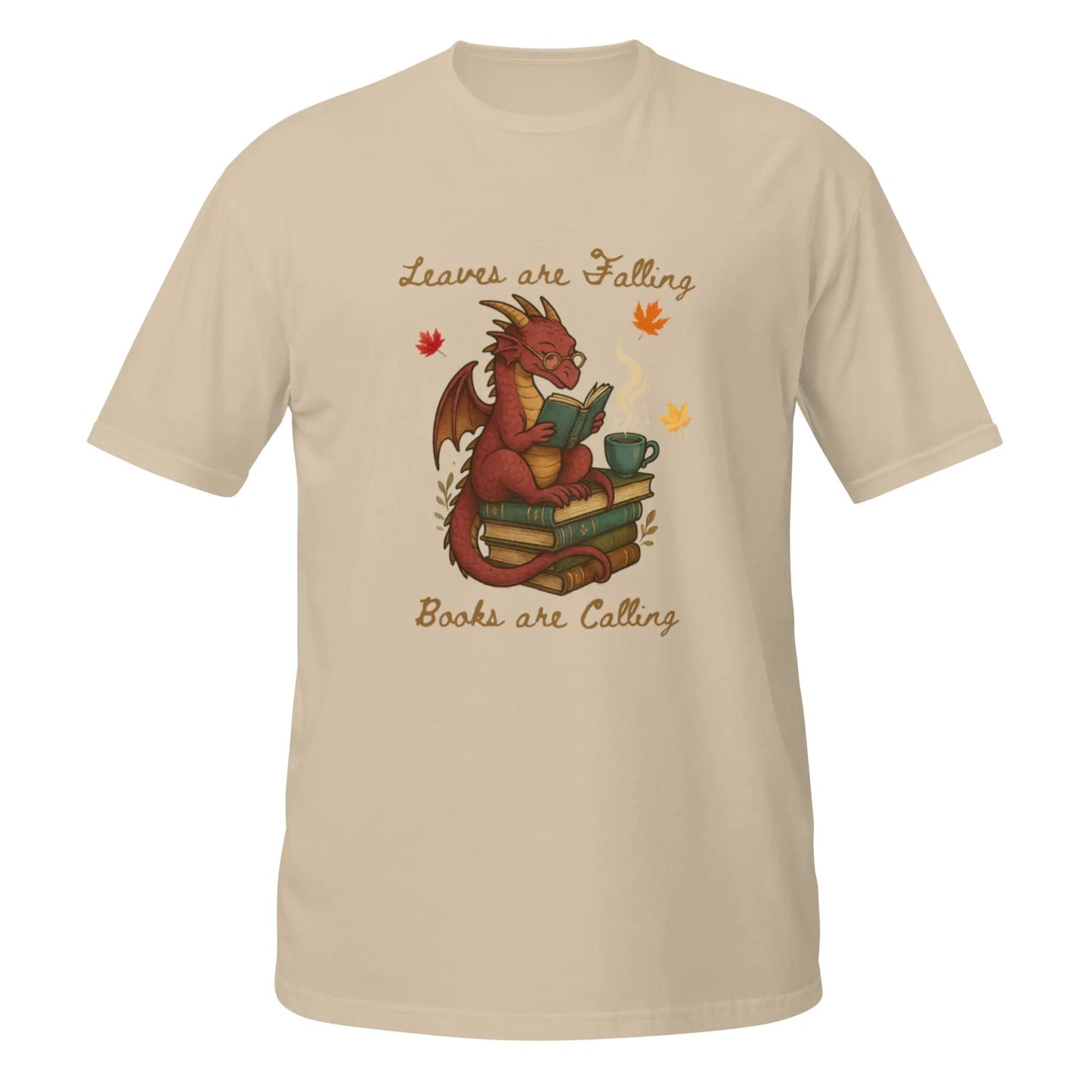 Leaves Are Falling Books Are Calling Book Dragon Short - Sleeve Unisex T-Shirt - TBRaring