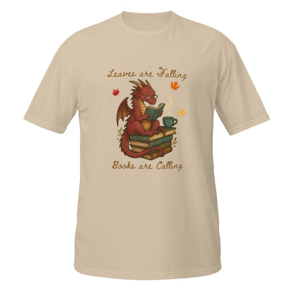 Leaves Are Falling Books Are Calling Book Dragon Short - Sleeve Unisex T-Shirt - TBRaring
