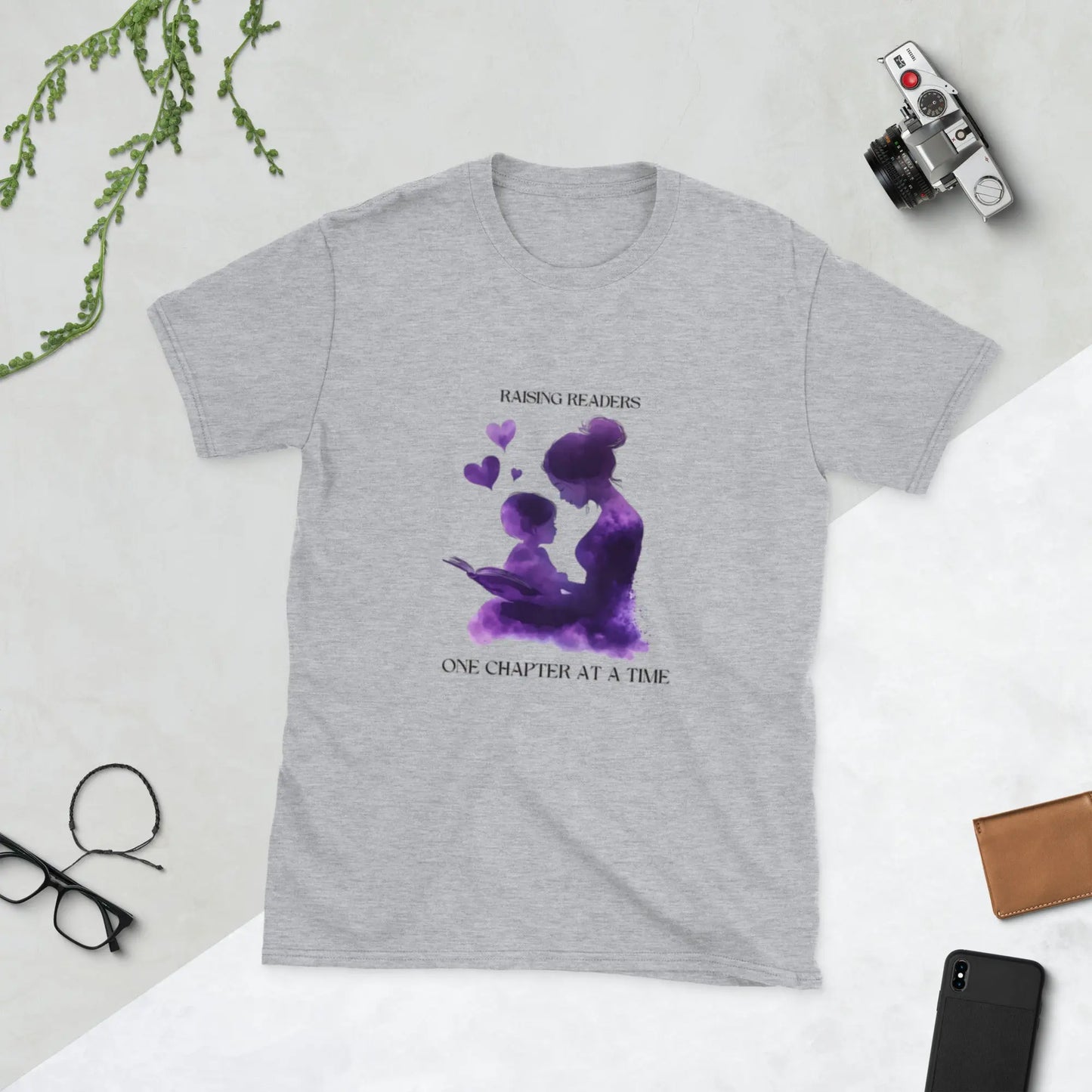 "Raising Readers One Chapter at a Time" Short - Sleeve Unisex Bookishly T-Shirt - TBRaring