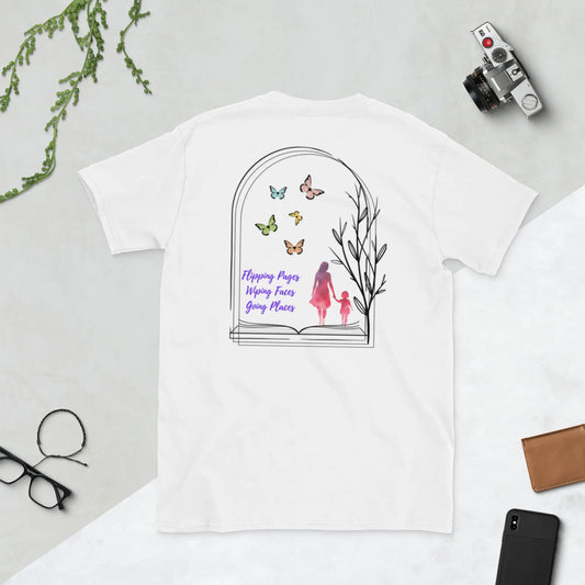 "Flipping Pages Wiping Faces Going Places" Short - Sleeve Unisex Bookishly T-Shirt - TBRaring