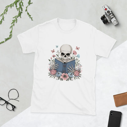 Bookish Shop Skeleton Reading Short - Sleeve Unisex T-Shirt - TBRaring