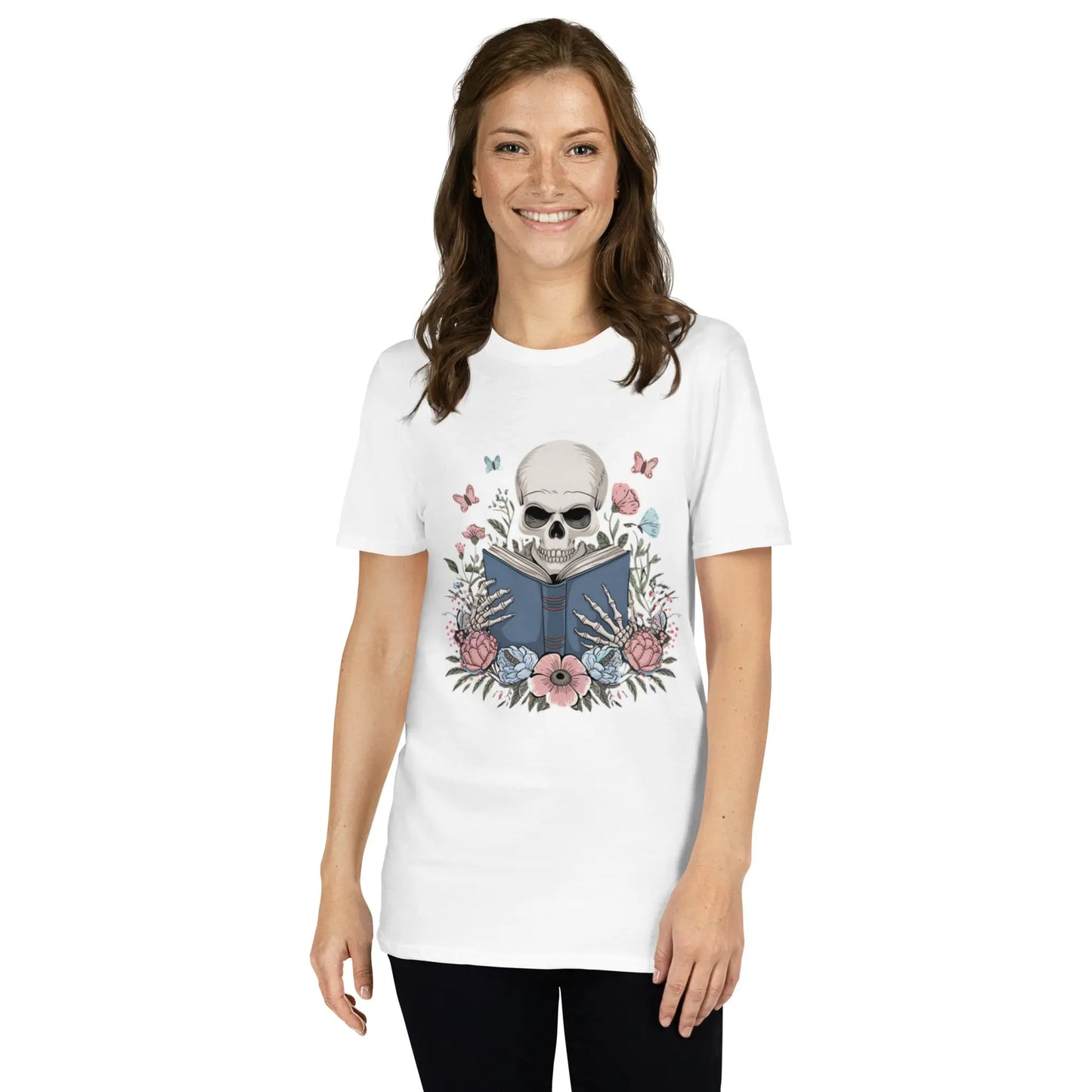 Bookish Shop Skeleton Reading Short - Sleeve Unisex T-Shirt - TBRaring