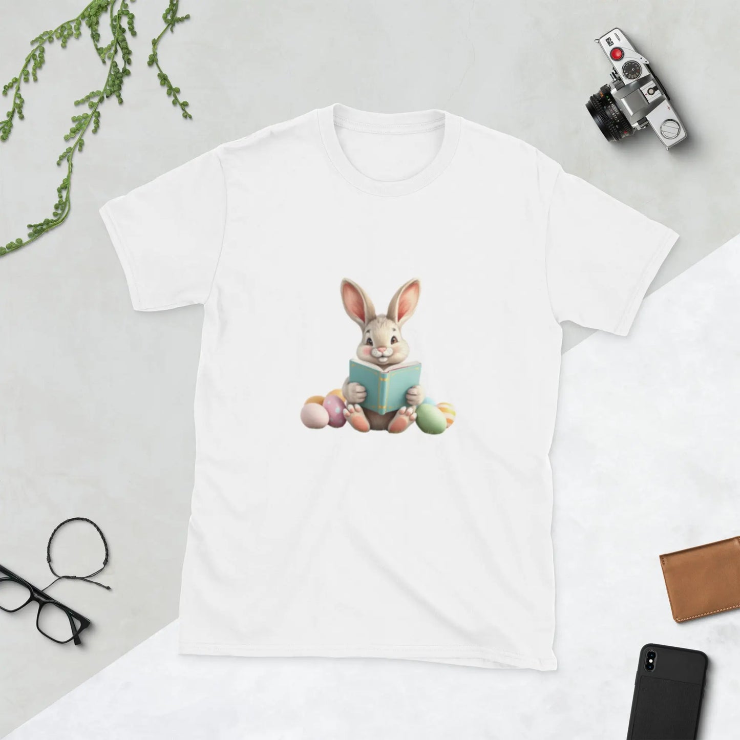 "Bunny Reading A Book" Short - Sleeve Unisex T-Shirt bookish merch - TBRaring