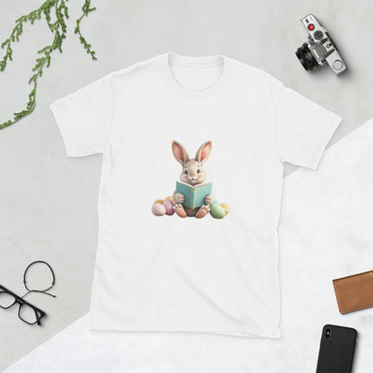 "Bunny Reading A Book" Short - Sleeve Unisex T-Shirt bookish merch - TBRaring