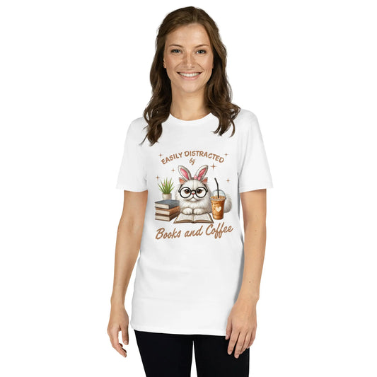 Bookish Shop "Easily Distracted by Books and Coffee" Short - Sleeve Unisex T-Shirt - TBRaring
