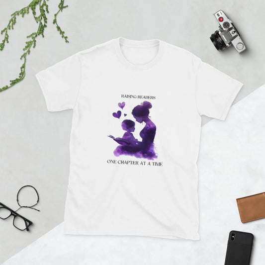 "Raising Readers One Chapter at a Time" Short - Sleeve Unisex Bookishly T-Shirt - TBRaring