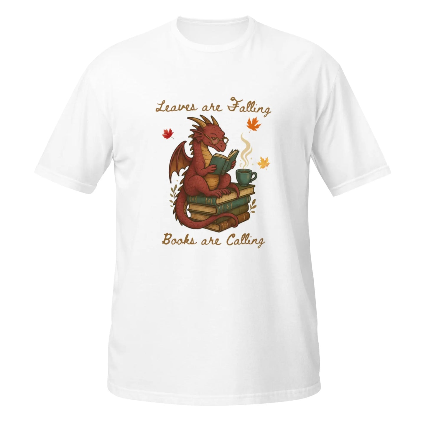 Leaves Are Falling Books Are Calling Book Dragon Short - Sleeve Unisex T-Shirt - TBRaring