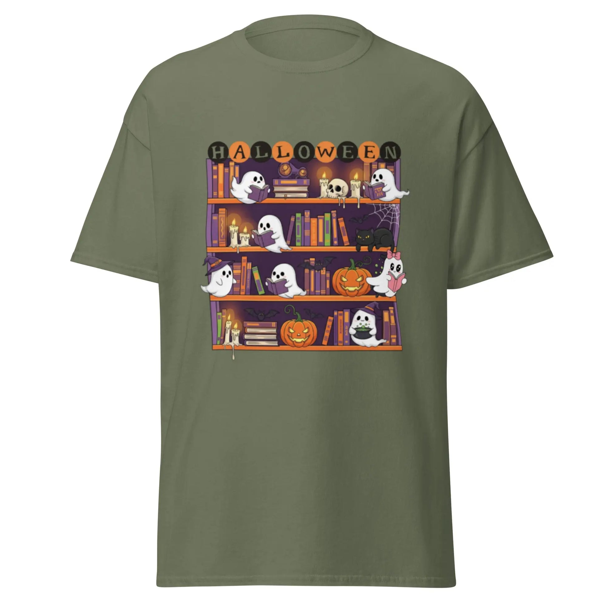 Ghost Halloween Bookcase classic tee - TBRaring
