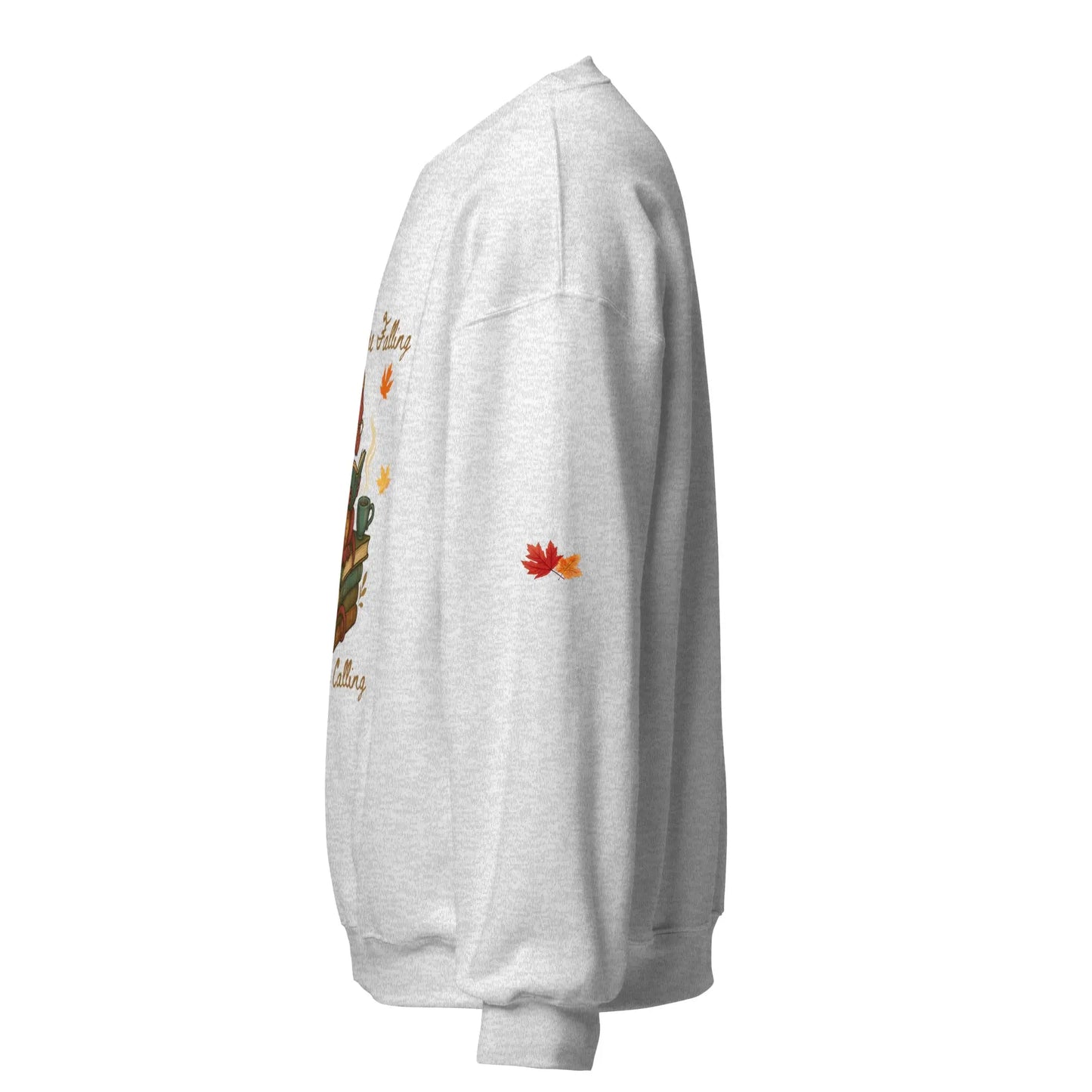 Leaves Are Falling Books Are Calling Unisex Sweatshirt With Leaves on Sleeves - TBRaring