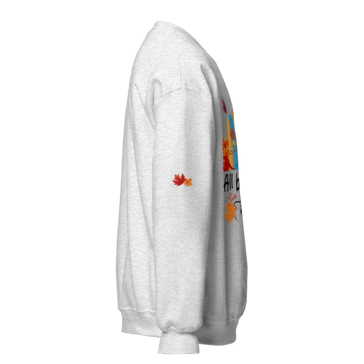 All Booked For Fall Unisex Sweatshirt With Leaves on Sleeves - TBRaring