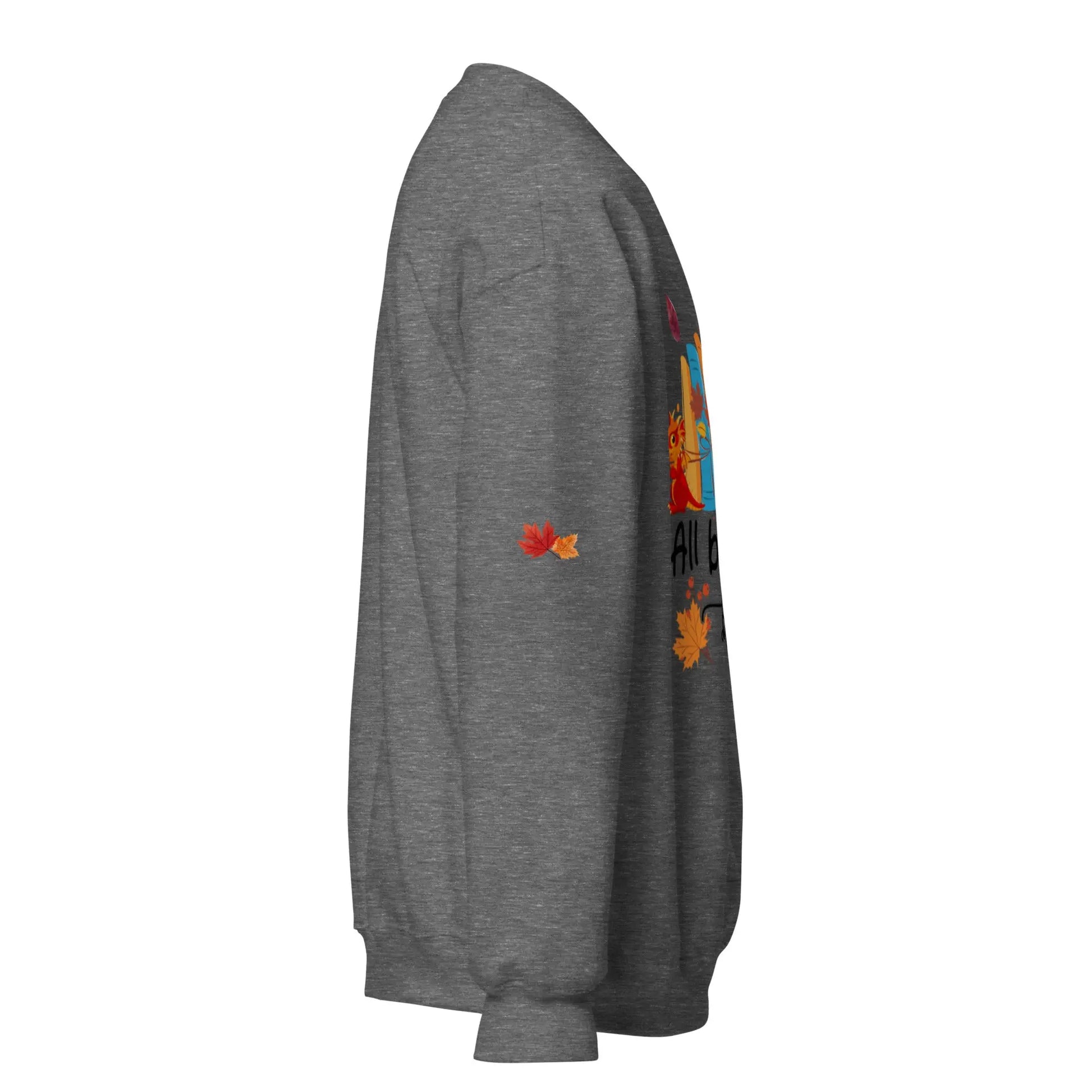 All Booked For Fall Unisex Sweatshirt With Leaves on Sleeves - TBRaring