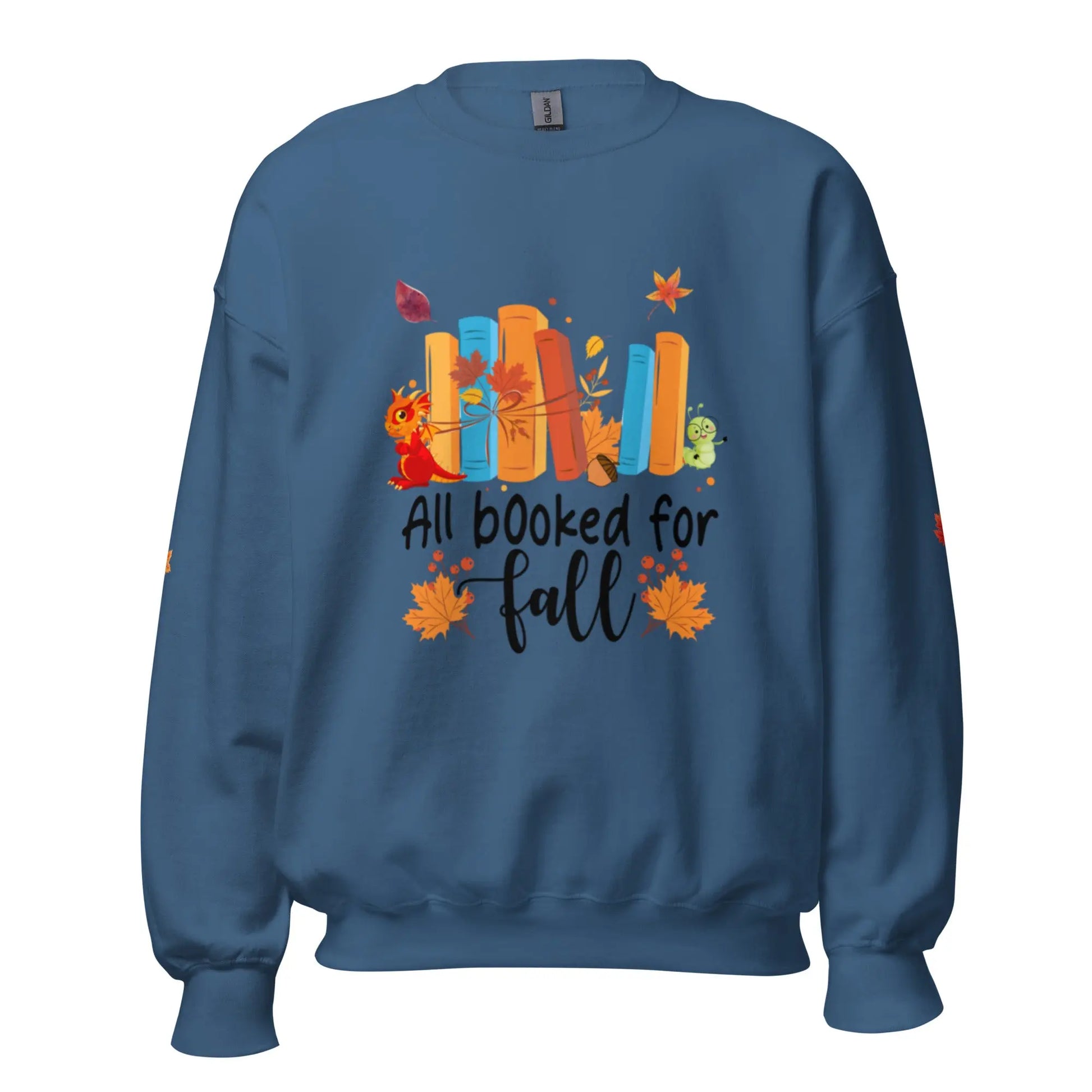 All Booked For Fall Unisex Sweatshirt With Leaves on Sleeves - TBRaring
