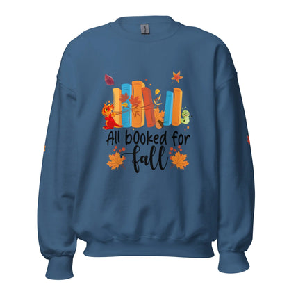 All Booked For Fall Unisex Sweatshirt With Leaves on Sleeves - TBRaring