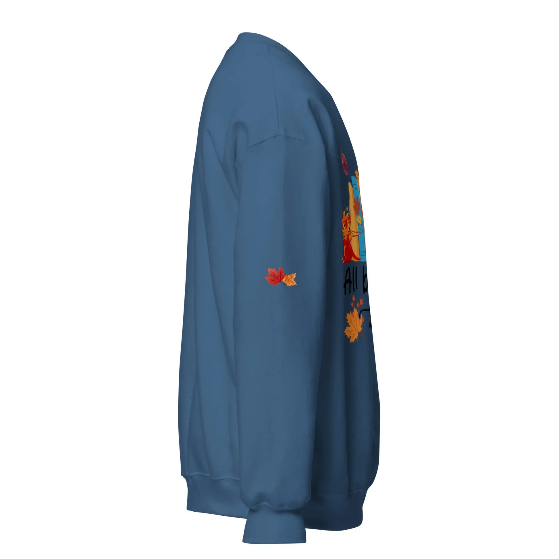 All Booked For Fall Unisex Sweatshirt With Leaves on Sleeves - TBRaring