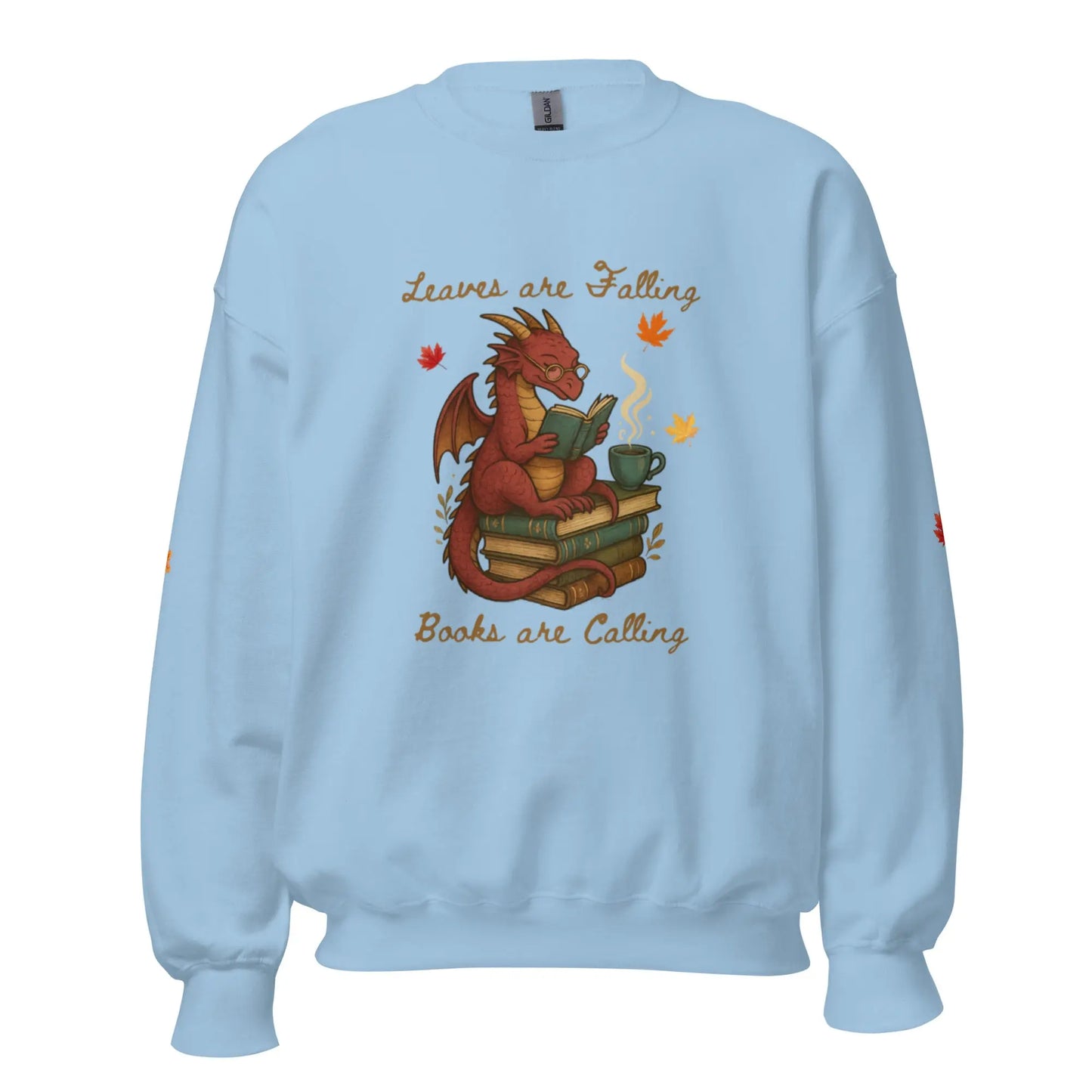 Leaves Are Falling Books Are Calling Unisex Sweatshirt With Leaves on Sleeves - TBRaring